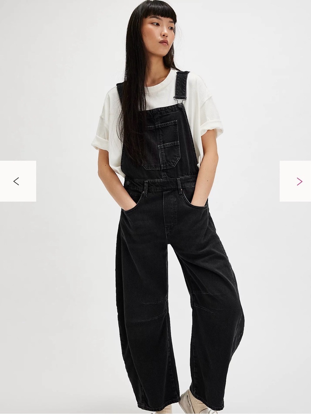 Free People We The Free Good Luck Barrel Overalls Large Soundwave NWT